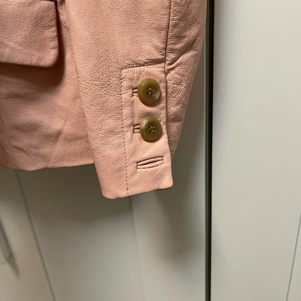 Terry Lewis Classic Luxuries Pink Leather Blazer Coat Jacket with Buttons 🤍💓🤍 - Picture 8 of 10